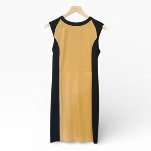 Victor Alfaro Black Gold Color Block Sleeveless Sheath Dress Size XS